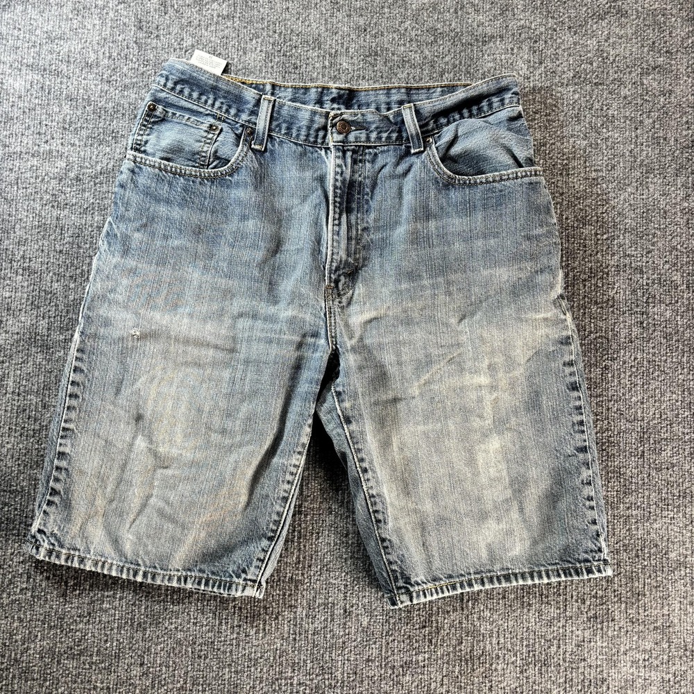 Levis 569 Shorts Mens 34 Blue Medium Wash Denim Loose Straight Bermuda Casual